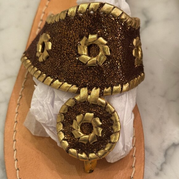 Like New! Jack Rogers Navajo Sandals in Brown & Gold l Size 8M - Picture 3 of 9